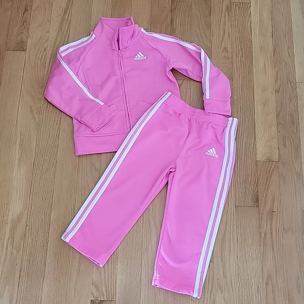 ADIDAS BRIGHT PINK JOGGING OUTFIT SET 24 MONTHS